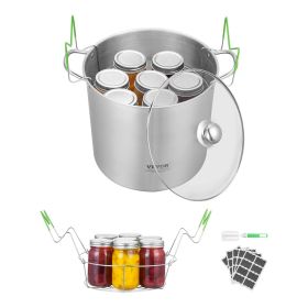 VEVOR 21 QT Canning Pot with Rack and Lid, Stainless Steel Waterbath Canner with Dual Handle and Glass Lid, Compatible with All Cooktops: Inducti VEVOR 21 QT Canning Pot with Rack and Lid, Stainless Steel Waterbath Canner with Dual Handle and Glass Lid, Compatible with All Cooktops: Inducti